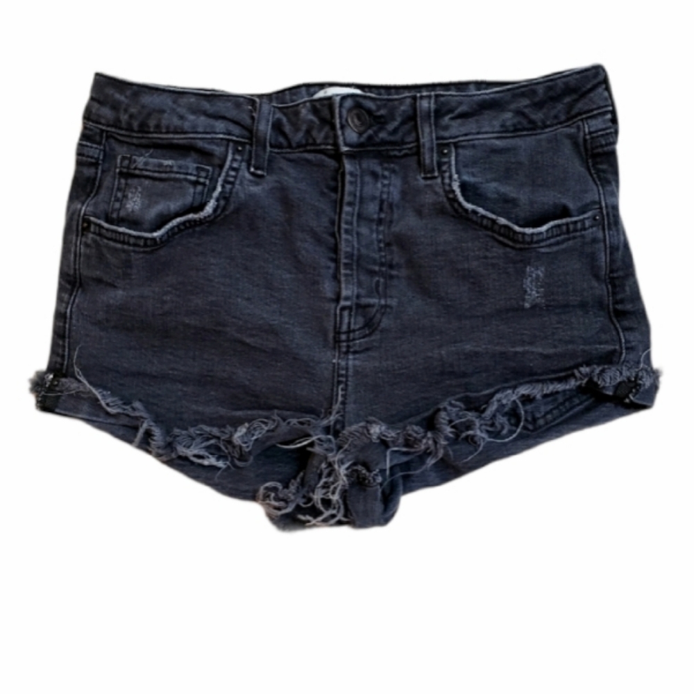 Forever 21 Cut Off Mid- Rise Jean Shorts Women's Size 28 Black